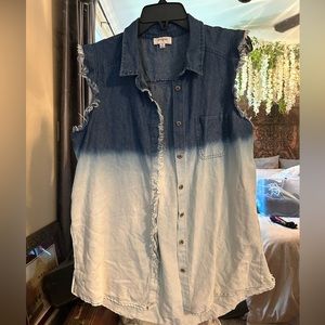 Denim button down blouse